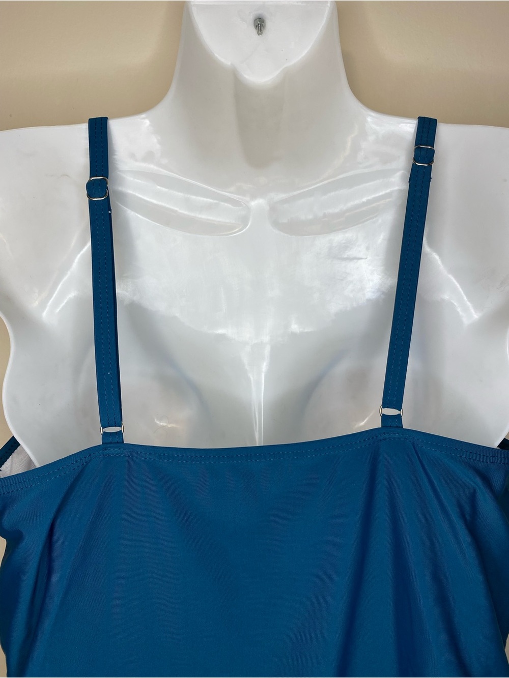 One Piece Swimsuit with Mesh Accents in Teal Blue - Picture 5 of 8